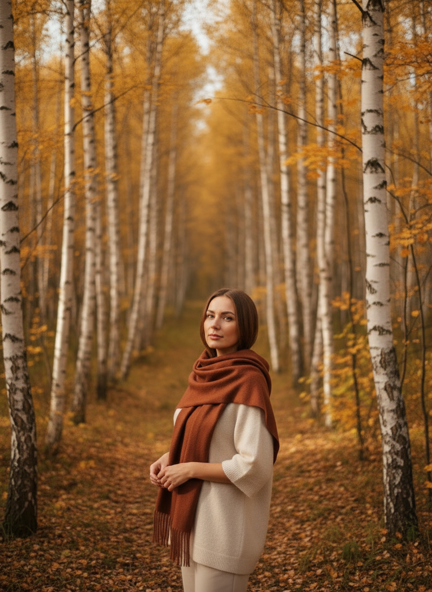 100% vilnos šalikas (riešuto ruda spalva)