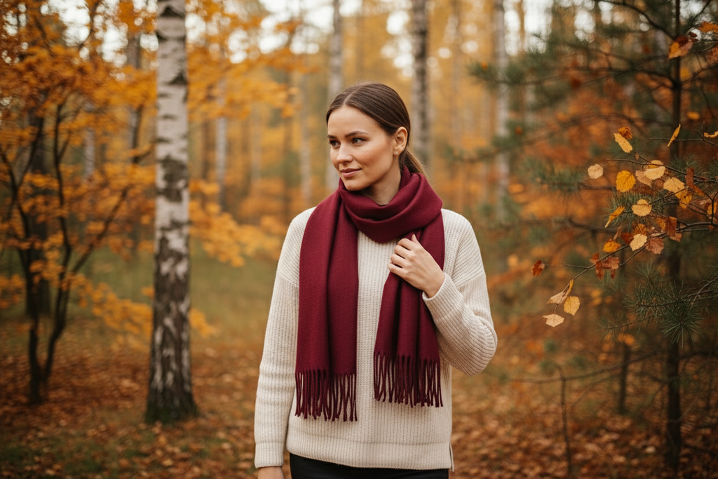 100% vilnos šalikas (bordo spalva)