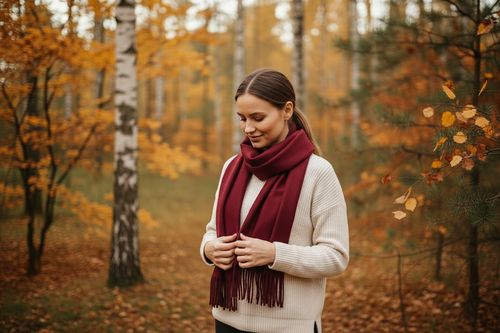 100% vilnos šalikas (bordo spalva)