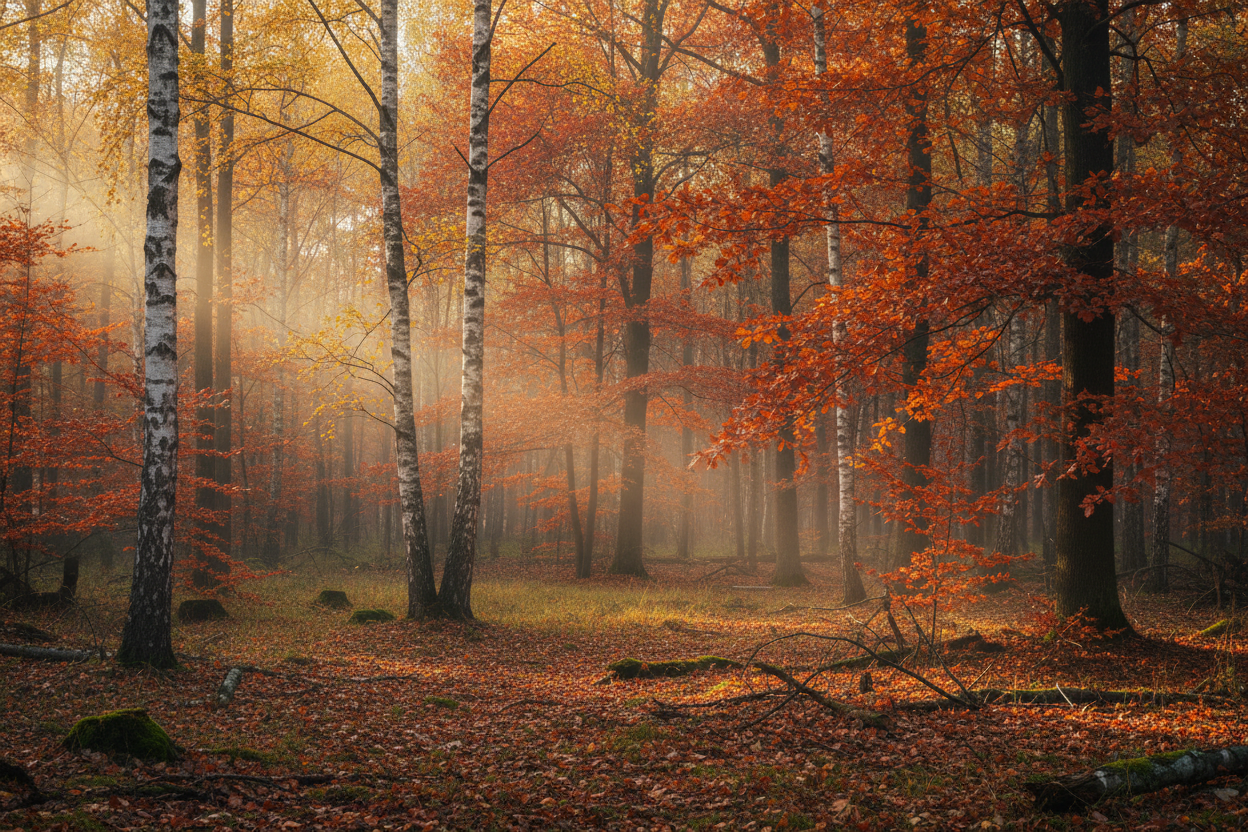 generate a photo of a Lithuanian autumn forest